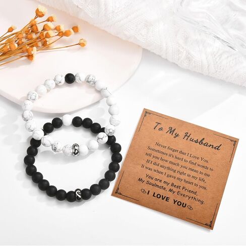 SNORSO Matching Couple Ring Bracelets Gifts for Boyfriend Girlfriend Husband Wife Valentine's Day Anniversary Birthday Engagement Gift Christmas for Him and Her in Kuwait