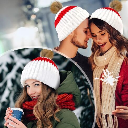 2 Pack Women Beanie Hat Winter Pom Pom Warm Skull Cap Trendy Knit Hat in Kuwait