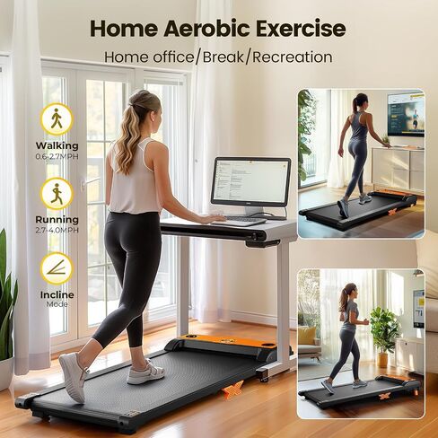 Walking Pad, Under Desk Treadmill for Home and Office, 4 in 1 Portable Treadmill with Incline for Walking, Jogging, Running and Climbing in Saudi Arabia