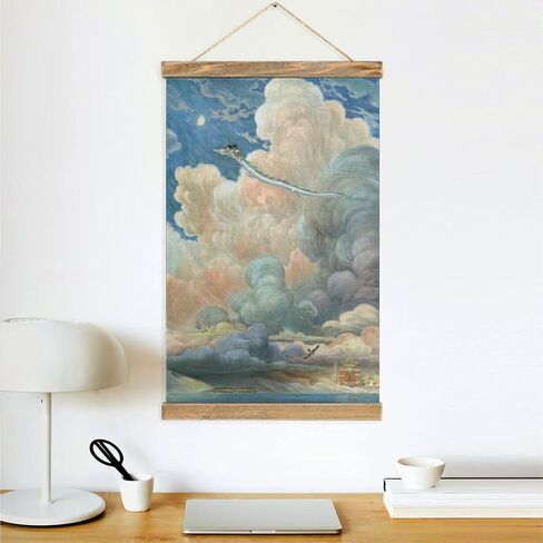 Anime Poster Frame Scroll Poster Wall Hanging Decor Paintings Wood Frame Kit Hanger for Living Room Bedroom Decor 13x20in in Saudi Arabia