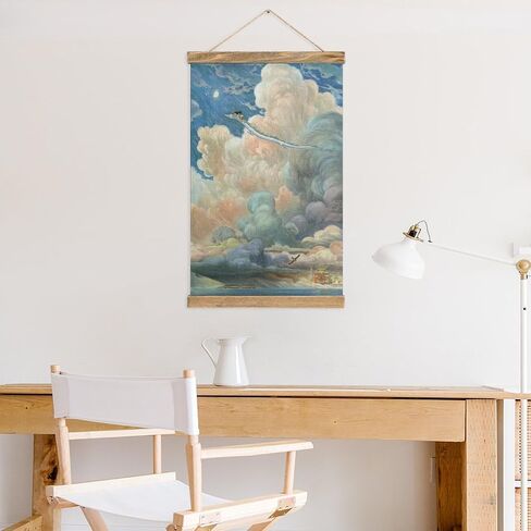 Anime Poster Frame Scroll Poster Wall Hanging Decor Paintings Wood Frame Kit Hanger for Living Room Bedroom Decor 13x20in in Saudi Arabia
