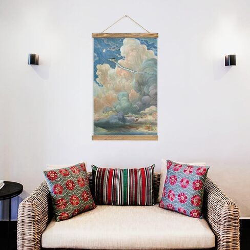 Anime Poster Frame Scroll Poster Wall Hanging Decor Paintings Wood Frame Kit Hanger for Living Room Bedroom Decor 13x20in in Saudi Arabia