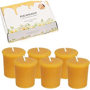 Beeswax Votive Candles 12 Pack, Pure Natural Handmade Bees Wax Candles - Smokeless Dripless and Unscented, 10 Hour Long Burn Time Each for Home Decor Party