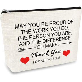 Thank You Gifts for Women Appreciation Gift Makeup Bag Inspirational Gift Thank You Gift for Employee Volunteer Nurse Teacher Coworker Friend Encouragement Gifts Thanksgiving Gift Cosmetic Bag Pouch