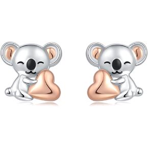925 Sterling Silver Koala Earrings Hypoallergenic Cute Koala Stud Jewelry Gifts for Women