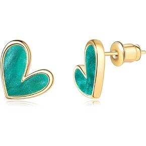 Tiny Heart acrylic14K Gold Plated studs earrings | 925 Sterling Silver Posts |