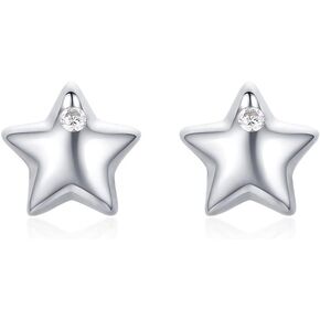Cute Mini Star Stud Earrings 925 Sterling Silver CZ Crystal Tiny Lucky Star Cartilage Earrings Tragus Studs Piercing Posts Hypoallergenic Minimalist Jewelry Gifts for Women