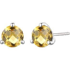 Tirafina Gemstone Stud Earring, Sterling Silver, Round Gemstone Earring (6 mm stone)