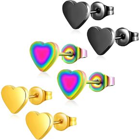 Stainless Steel Tiny Love Heart Button Stud Post Earrings for women earrings studs Dainty Simple hypoallergenic earring in Saudi Arabia