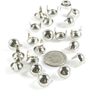 Nailheads Spots Studs 2 Prong Round Low Dome 8mm; Bright Nickel Finish 100 Pcs