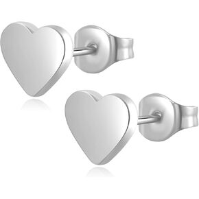 Stainless Steel Tiny Love Heart Button Stud Post Earrings for women earrings studs Dainty Simple hypoallergenic earring