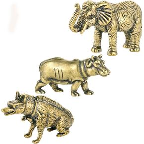 3Pcs Brass Lion King & Tiger & Cheetah Figurine, Animal Figurine Sculpture Decor, Small Lion King & Tiger & Cheetah Ornament Copper Statue Tea Pet Home Decoration for computer desk (Animal-03)