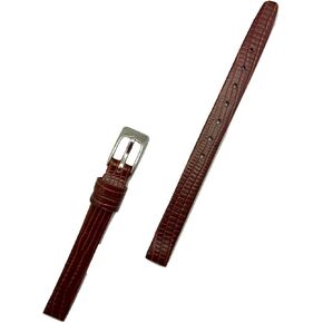 8mm Dark Brown Watchband Genuine Leather Wrist Strap | Flat, Tail Lizard Grain Replacement Wrist Watchstrap Bracelet that brings New Life to Any Watch (Womens Standard Length)