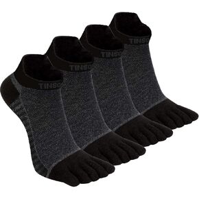 TINSO Toe Socks Cotton Crew Five Finger Socks No Show Athletic Running Socks 7-11