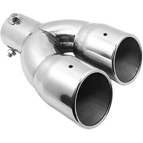 Black Inlet Dual Slant Cut Exhaust Muffler Tip Universal for 1.7 inch-2.9 inch OD Exhaust Pipe