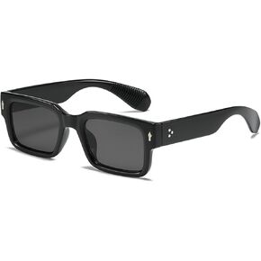 Square Sunglasses for Women Men Vintage Thick Frame Rectangle Sun Glasses UV400 Protection Black Shades