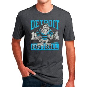 Vintage Detroit Football Lion Heathered Charcoal Perfect Blend T-Shirt in Saudi Arabia