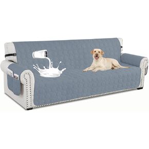 XINEAGE Oversized Couch Cover for 3 Cushion Couch Sofa Cover for Dogs 100% Waterproof Furniture Protector Cover with Elastic Straps for Pet (Large Sofa 79", Grayish Blue)