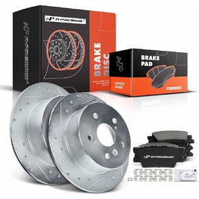 A-Premium 11.06 inch(281 mm) Rear Solid Disc Brake Rotors + Ceramic Pads Kit Compatible with Select Toyota and Lexus Models - Camry 2007-2011, Avalon 2008-2012, ES350 2007-2012, Sedan, 6-PC Set