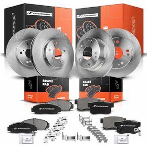 A-Premium Front and Rear Drilled and Slotted Disc Brake Rotors + Ceramic Pads Kit Compatible with Select Acura and Honda Models - TSX 2004-2008, Accord 2003-2007, 12-PC Set