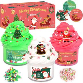 Christmas Clear Slime, Soft, Non-Stick, Perfect for Birthday Gifts, Party Favors Christmas Stocking Stuffers for Girls and Boys, Toys Kit Xmas Gifts for Classroom Rewards