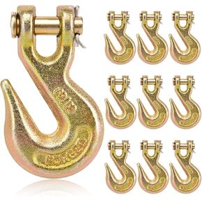 3/8 Chain Hook, Heavy Duty Grade 70 Clevis Grab Hooks for Trailer Towing Tow Chain Transport (10 Pack)