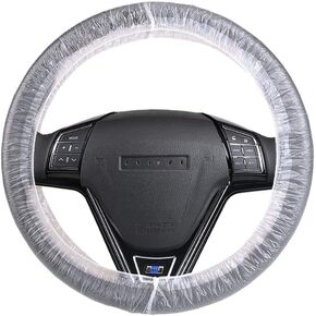 Seal Skin Covers 250PCS Disposable Steering Wheel Cover, Car Accessories Universal Plastic Transparent Car Steering Wheel Cover with Elastic Bands for Steering Wheels