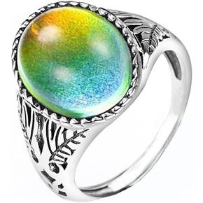Silver Mood Ring for Women Vintage Celtic Rings FOR MEN Control Statement Ring Color Change Mood Rings Jewelry