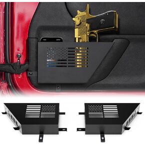 OTW Door Storage Box Pockets Fit for Jeep Wrangler,Metal Front Door Side Insert Organizer for 2007-2018 Jeep Wrangler JK 2/4 Door 2pcs(Black)