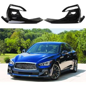 أغطية مصابيح الضباب الأمامية من CAREONLINE متوافقة مع Infinit-i Q50 Sport Sedan 2018-2021 Foglamp Bezels إطار زوج واحد من غطاء ديكور مصباح البيانو الأسود