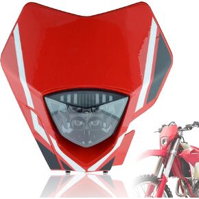 Dirt Bike LED Headlight For Motorcycle Pit Bike for Enduro Dirt Pit Bike ATV EC MC (red sticker with red cover)