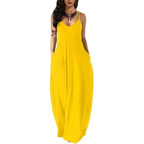 Women's Summer Maxi Dress Long Dress Casual Boho Sleeveless Strap Smocked Tiered Long Beach Sun Dresses