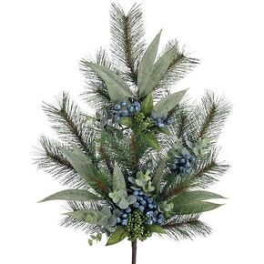 burton+BURTON Pine with Blueberries Floral Pick, 24-inch Height, Christmas Decoration