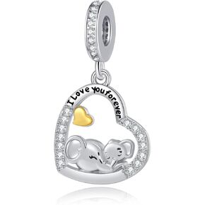 QeenseKc Lucky Elephant Dangle Charm for Pandora Bracelet Women Present