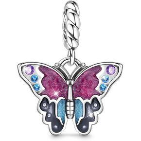 GNOCE Butterfly Pendant Charm Sterling Silver Dangle Charm Bead Fit Bracelet/Necklace Gift For Women Wife
