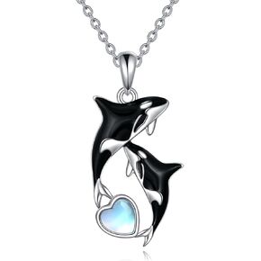 CRMAD Orca Killer Whale Necklace for Women Sterling Silver Orca Whale Gifts