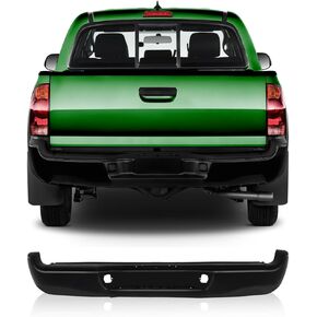 SCITOO Steel Black Rear Step Bumper Assembly fit for 2005-2015 for Toyota Tacoma Rear Bumper Comes without Parking Sensor Holes without Dual Exhaust