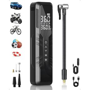 Tire Inflator Portable Air Compressor, 3X Faster Portable Air Pump with 10000mAh Battery, 150 PSI Cordless Air Pump for Cars, Bike & Motorcycle Tires, Ball