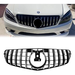 شبكة أمامية طراز GT لسيارة Mercedes Benz W204 C Class C180 C200 C230 C250 C280 C300 C320 C350 2007-2014 شواية الرادياتير العلوية (6 GT أسود)
