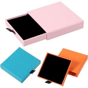 3Pcs Small Gift Boxes with Lids for Presents, Jewelry Bracelet Earring Pink Gift Box Jewelry Storage DIY Wedding Christmas Anniversaries Birthday Parties(Art Paper, Pink Orange Blue)