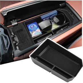 Center Console Organizer Compatible with 2024 BMW 5 Series i5, Armrest Storage Box Glove Organizer Tray Secondary Insert with Coin and Sunglasses Holder