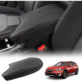 Center Console Cover Fits 2018 2019 2020 2021 2022 2023 Subaru Crosstrek, Impreza 2017-2023 Armrest Box Protective Cover Center Console Middle Leather Console Cover Accessories Orange Stitches
