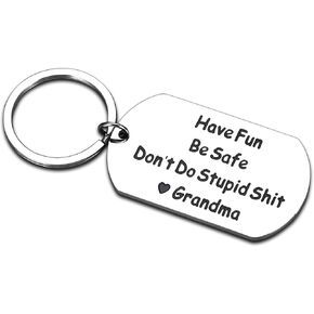 Granddaughter Gifts from Grandma, Don't Do Stupid Sht Love Grandma Keychain, Christmas Granddaughter Gifts Graduation Stocking Stuffers for Teen Boys Girls dont do stupid shitkeychain grandma