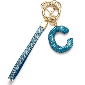 Letter Key Chains Crystal Key Lanyard Car Keychain for Women Initial Keychains Wristlet