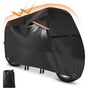 STARTWO Motorcycle Covers Waterproof Outdoor Storage Heavy Duty All Season Universal Vehicle Cover Adventure Series and Most Motorcycles 96"x43"x55" Black
