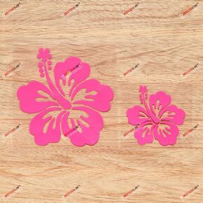 Hibiscus Flower Hawaii Hawaiian Vinyl Decal Sticker - 2 Pack Hot Pink, 3 Inches, 5 Inches - No Background for Car Boat Laptop Cup Phone