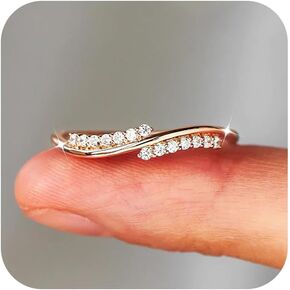 925 Sterling Silver Wave Rings for Women Cubic Zirconia Rings Trendy Inspirational Self Reminder Rings Jewelry Birthday Gifts Christmas Gifts for Mom Daughter Sister Wife