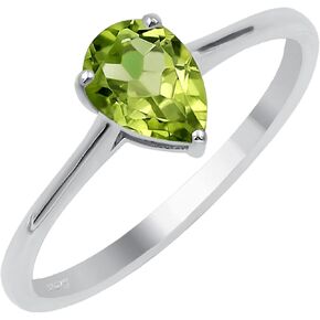 TISHAVI Minimalist Garnet Amethyst Citrine Peridot Blue Topaz 925 Sterling Silver Rings for Women - Sterling Silver Light Weight Pear Drop Shape Rings - Gifts for Her