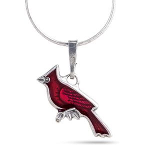 DANFORTH – Red Cardinal Necklace – 18" Sterling Silver Chain – Handcrafted Pewter Cardinal Pendant – Made In USA