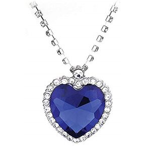 | Stunning Heart of The Ocean Necklace from Titanic Movie | Premium Alloy Silver and 1.3 x 1.38 Inches Swarovski Crystal | Definitely The Best Present for Your Loved One | 338
